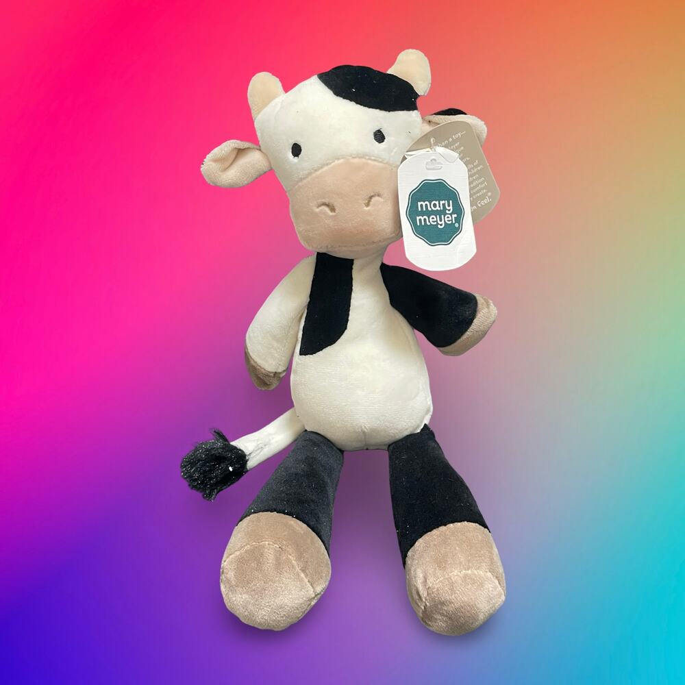 Mary Meyer Loosey Goosey Farm Cow Plush Stuffed Animal Baby Safe Embroidered Eye